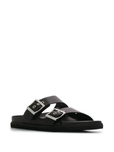 Shop Car Shoe Buckled Flat Slides In Black