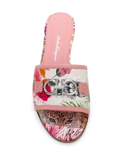 Shop Ferragamo Gancini Slides Sandals In White