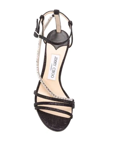 Shop Jimmy Choo Thaia 100mm Crystal-embellished Sandals In Black