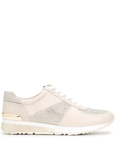 Shop Michael Michael Kors Allie Embellished Sneakers In Neutrals