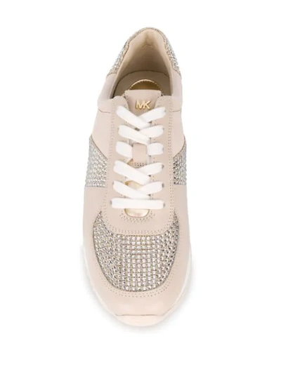 Shop Michael Michael Kors Allie Embellished Sneakers In Neutrals