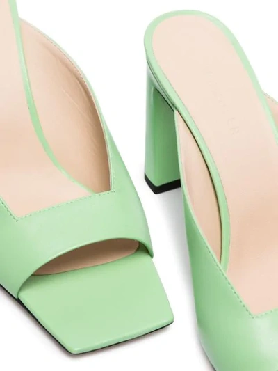 Shop Wandler Isa 85mm Leather Mules In Green