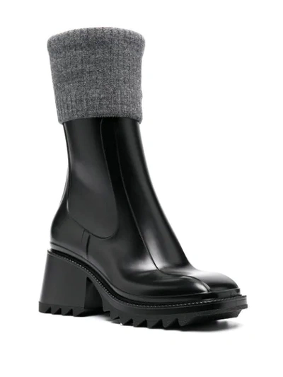 Shop Chloé Knit-detail Ankle Boots In Black