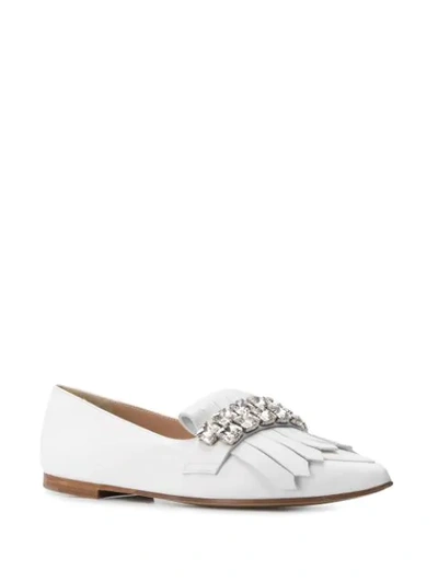 Shop Casadei Crystal Embellished Ballerina Shoes In White
