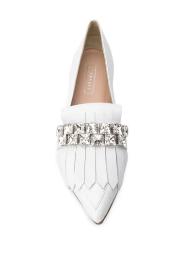 Shop Casadei Crystal Embellished Ballerina Shoes In White