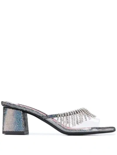 Shop Les Petits Joueurs Zahir Embellished Mules In Silver