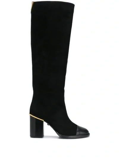 Shop Greymer Metal-heel Counter Knee Boots In Black