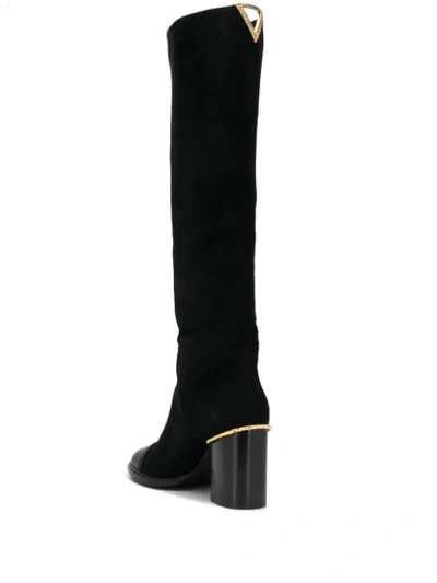 Shop Greymer Metal-heel Counter Knee Boots In Black