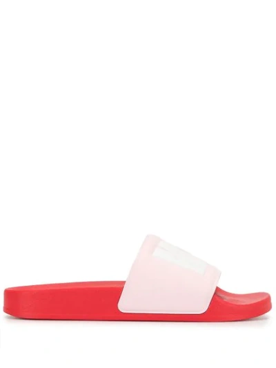 Shop Msgm Logo Print Sliders In Red