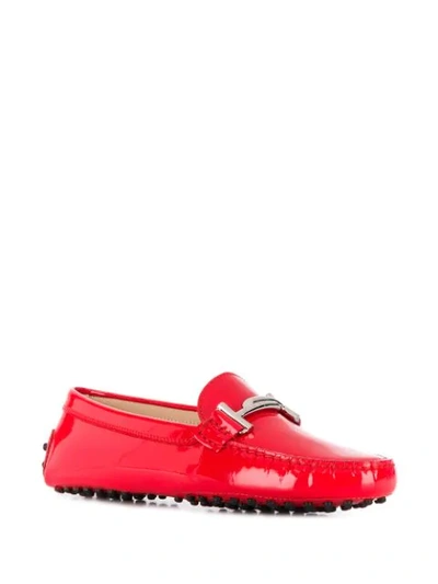 Shop Tod's Patent Leather Gommino Driving Shoes In Red