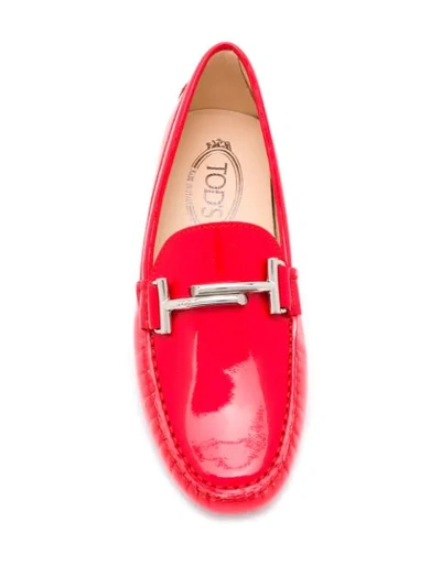 Shop Tod's Patent Leather Gommino Driving Shoes In Red
