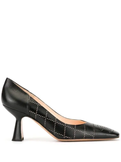 Pre-owned Chanel Diamond Punch Holes Pointed Pumps In Black