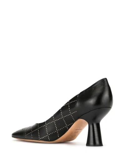 Pre-owned Chanel Diamond Punch Holes Pointed Pumps In Black