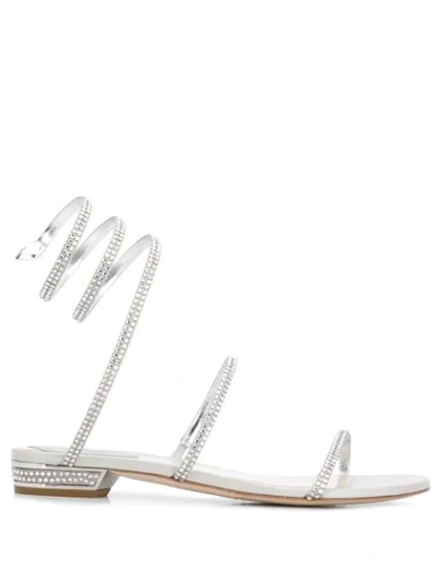 Shop René Caovilla Cleo Strass 25mm Sandals In Silver