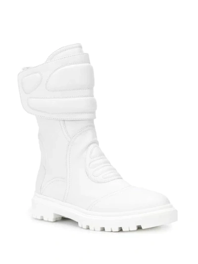 Shop Casadei Ribbed Panel Ankle Boots In White