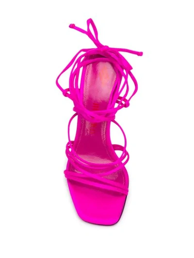 Shop Attico Lace-up Square Toe Sandals In Pink