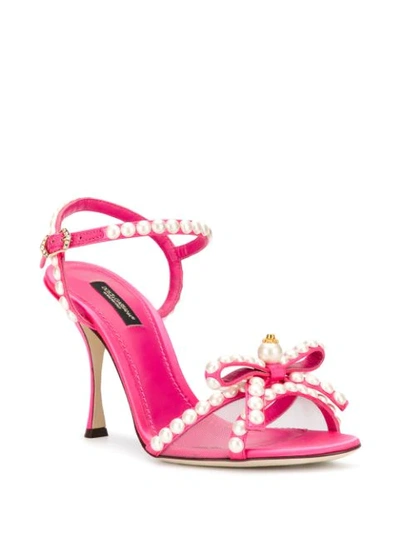 Shop Dolce & Gabbana Pearl-embellished 105mm Sandals In Pink