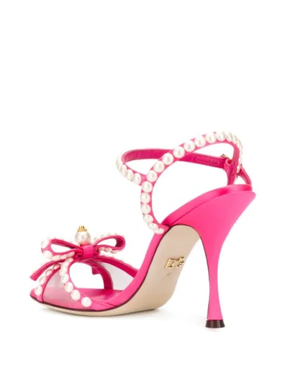 Shop Dolce & Gabbana Pearl-embellished 105mm Sandals In Pink