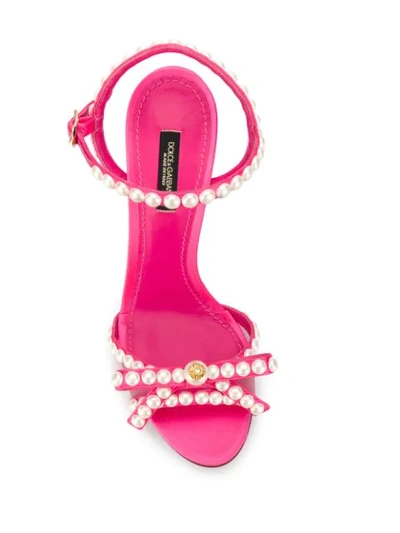 Shop Dolce & Gabbana Pearl-embellished 105mm Sandals In Pink