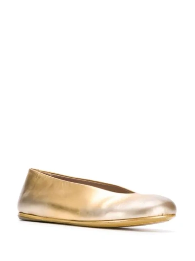 Shop Marsèll Metallic Slip-on Ballerinas In Gold