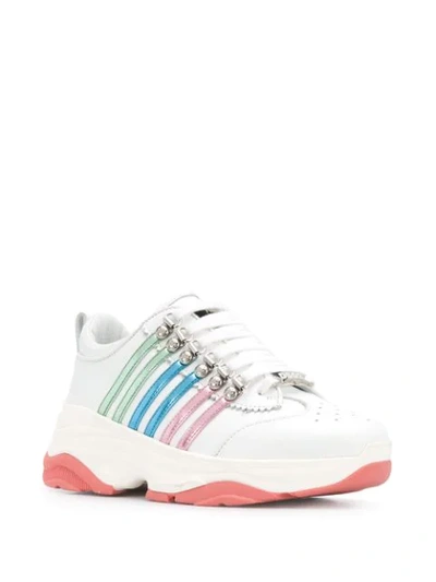 Shop Dsquared2 Multi-striped Low-top Chunky Trainers In White