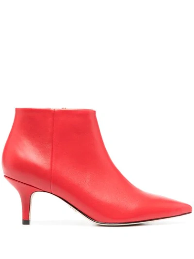 Shop Tommy Hilfiger Pointed-toe Leather Ankle Boots In Red