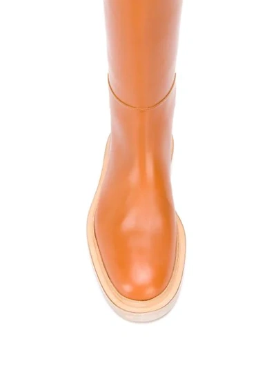 Shop Jil Sander Asymmetric-edge Knee-length Boots In Brown