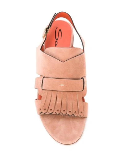 Shop Santoni Fringed Low-heel Sandals In Neutrals