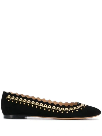 Shop Chloé Lauren Studded Ballerina Shoes In Black