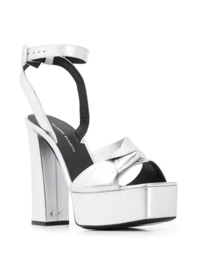Shop Giuseppe Zanotti Knot Detail Platform Sandals In Silver