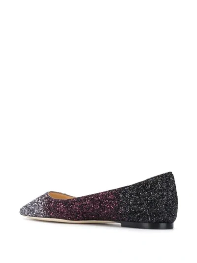 Shop Jimmy Choo Romy Glitter-effect Ballerina Shoes In Black