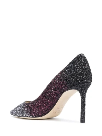 Shop Jimmy Choo Romy 85mm Glitter-embellished Pumps In Grey