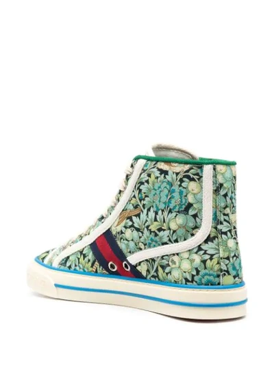 Shop Gucci 1977 Liberty London High-top Sneakers In Green