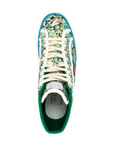 Shop Gucci 1977 Liberty London High-top Sneakers In Green