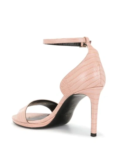 Pre-owned Saint Laurent Crocodile Effect Ankle Strap Sandals In Pink
