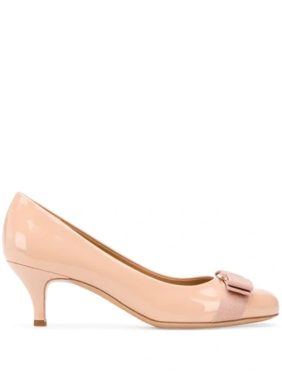 Shop Ferragamo Vara Bow Pumps In Neutrals