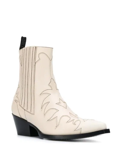 Shop Sartore Pointed Cut Out Detail Boots In Neutrals