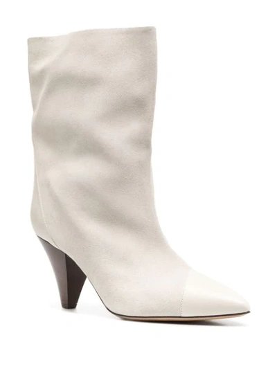 Shop Isabel Marant Pointed Toe Mid Heel Boots In White