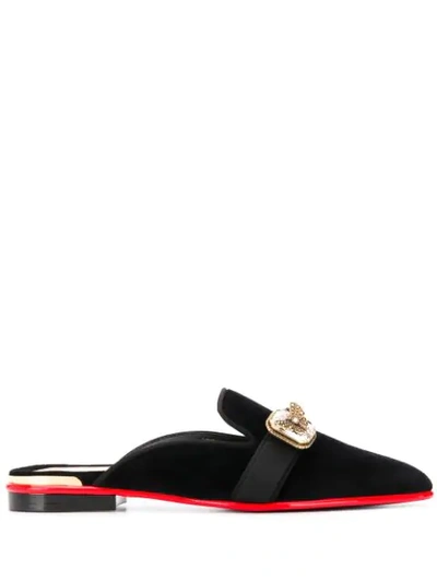 Shop Alexander Mcqueen Butterfly-detailed Slippers In Black