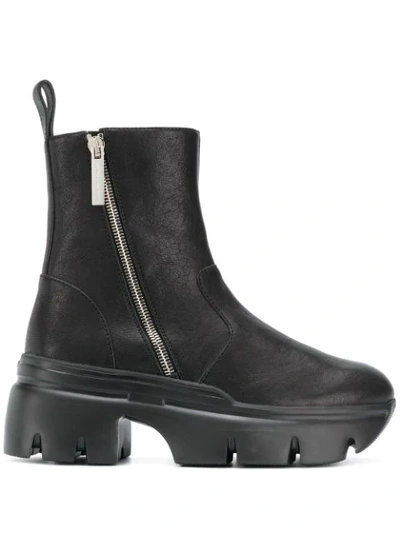 Shop Giuseppe Zanotti Round Toe Zip-up Boots In Black