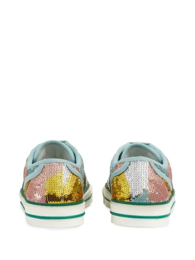 Shop Gucci Tennis 1977 Sequin-embellished Sneakers In Blue ,pink