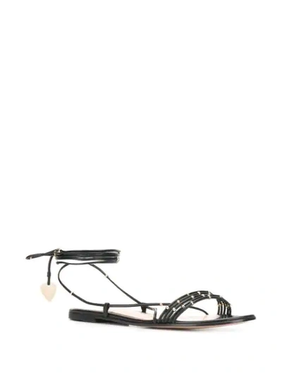 Shop Gianvito Rossi Wrap-around Beaded Flat Sandals In Black