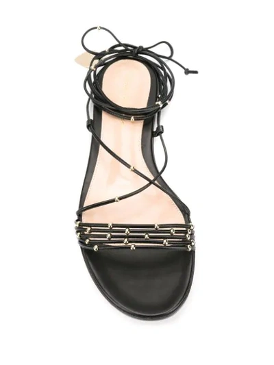 Shop Gianvito Rossi Wrap-around Beaded Flat Sandals In Black