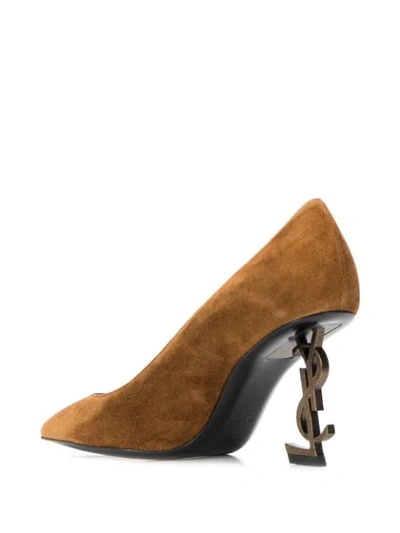 Shop Saint Laurent Opyum Suede Pumps In Brown