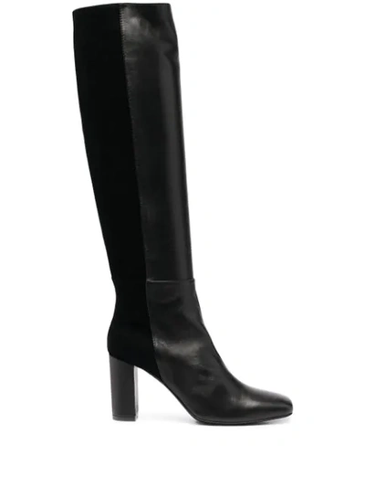 Paul Warmer Knee-high Heeled Leather Boots In Black