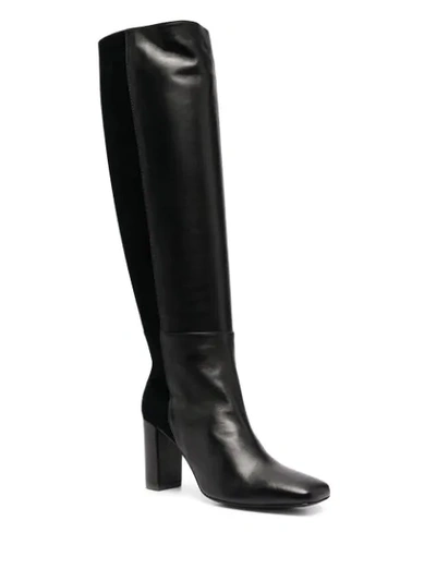 Paul Warmer Knee-high Heeled Leather Boots In Black