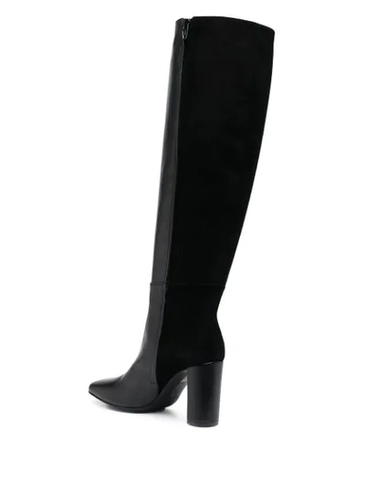 Paul Warmer Knee-high Heeled Leather Boots In Black