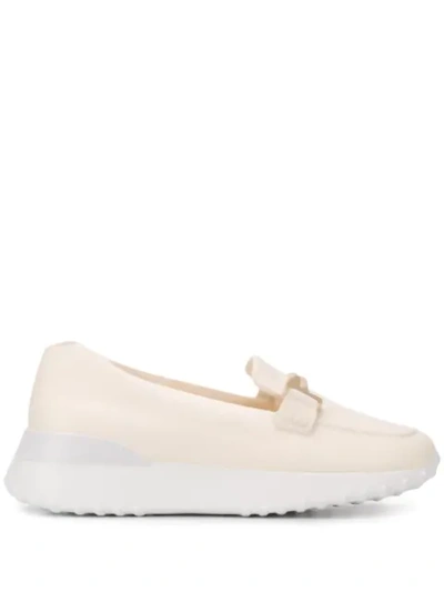 Shop Tod's Double T Loafers In Neutrals