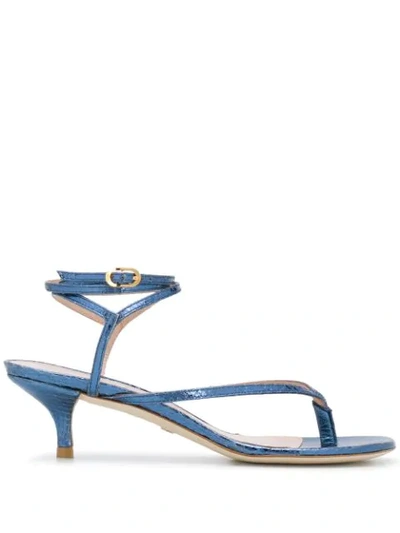 Shop Stuart Weitzman Jimena Kitten Heel Sandals In Blue