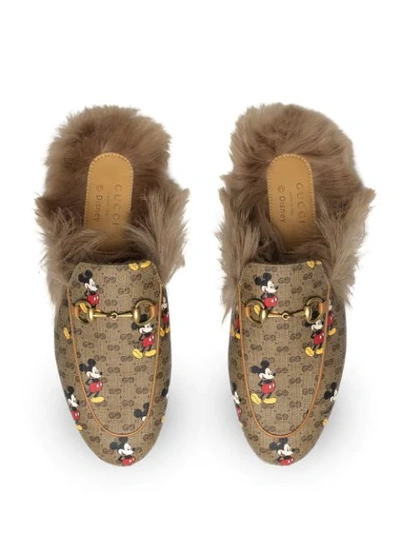 Shop Gucci X Disney Princetown Slippers In Neutrals